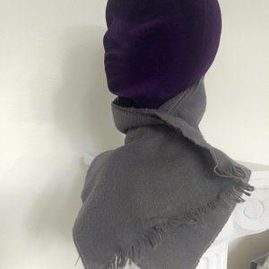 vintage 80s soft warm grey scarf with fringe NWOT
